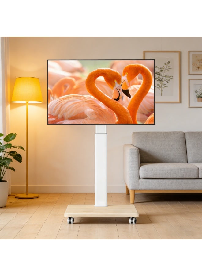 Anvanke Rolling Mobile TV Stand Height Adjustable Heavy-Duty Floor Base for 25-70 Inch LCD LED OLED Screens | White Without Shelf - Image 1